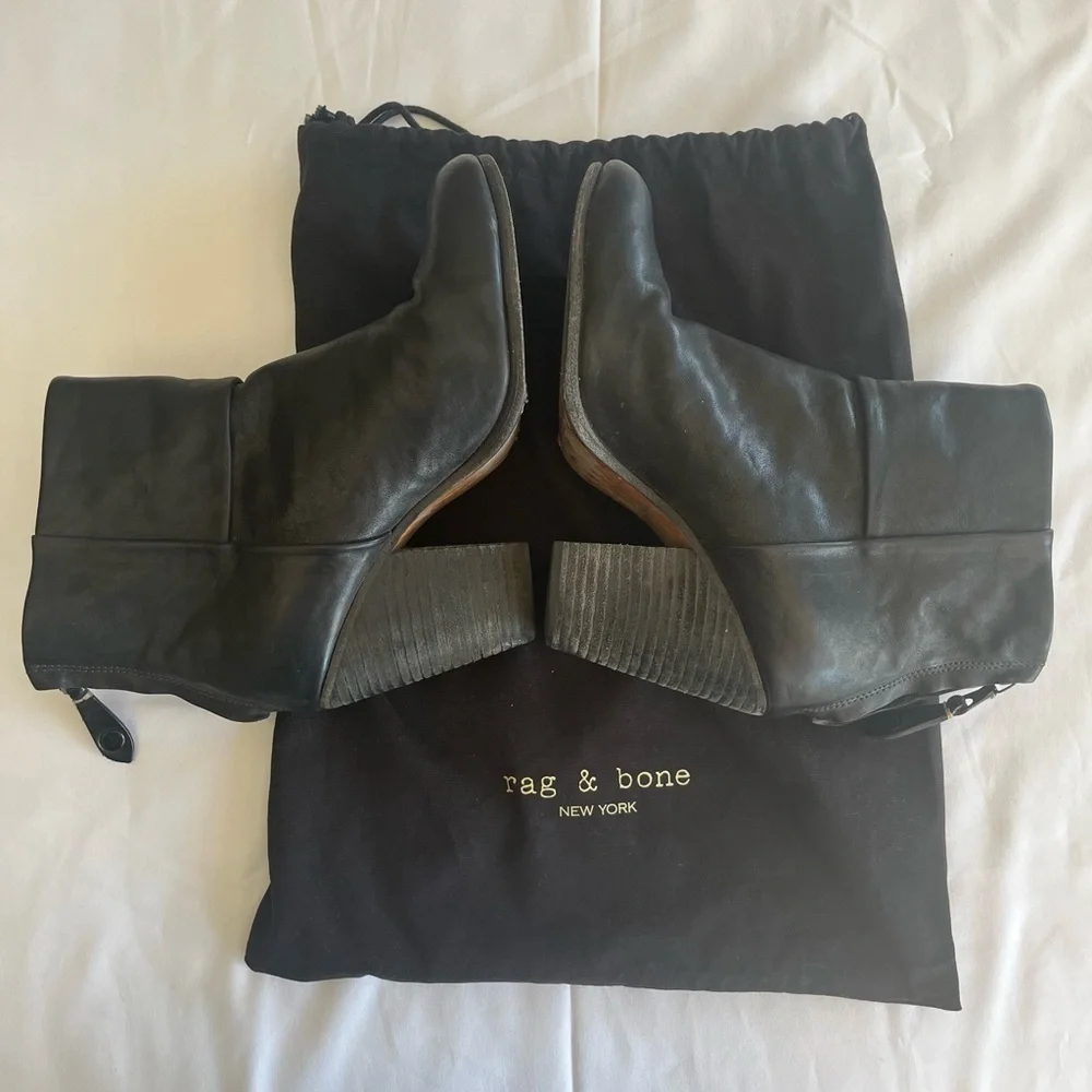 $450 Rag & Bone Size 7.5(37.5) Leather Ankle Boots Heels Shoes - Picture 7 of 14